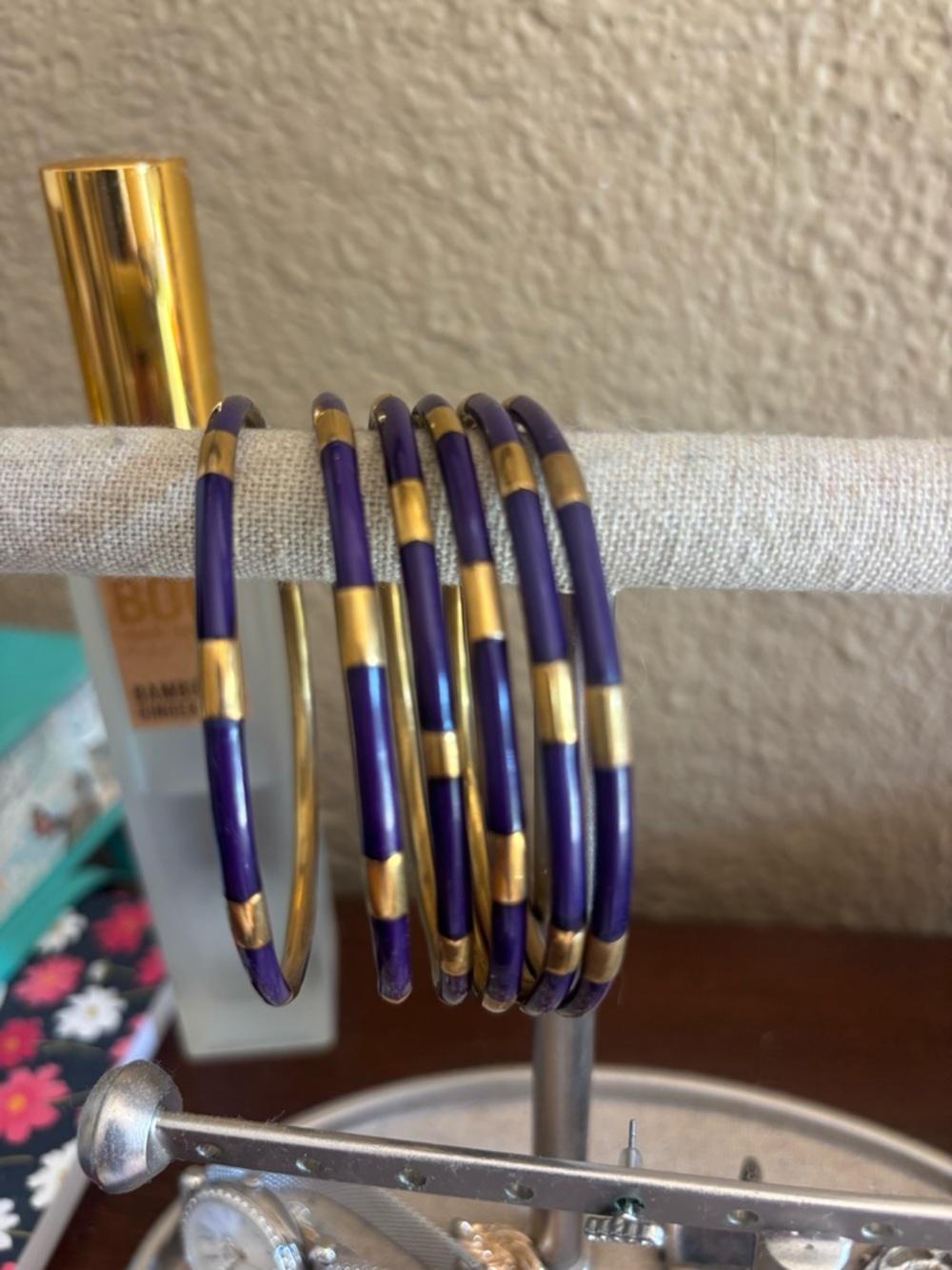 BuDhaGirl Veda Navy and Brass set of 6 bracelets